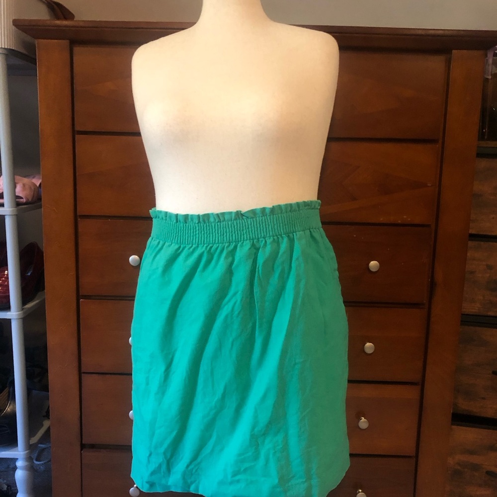 J. Crew Teal Elastic-Waist Mini Skirt